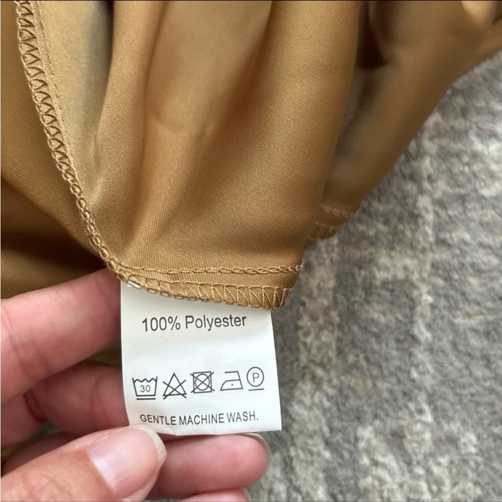 Elegant Satin Tan Midi Skirt - Picture 6 of 8